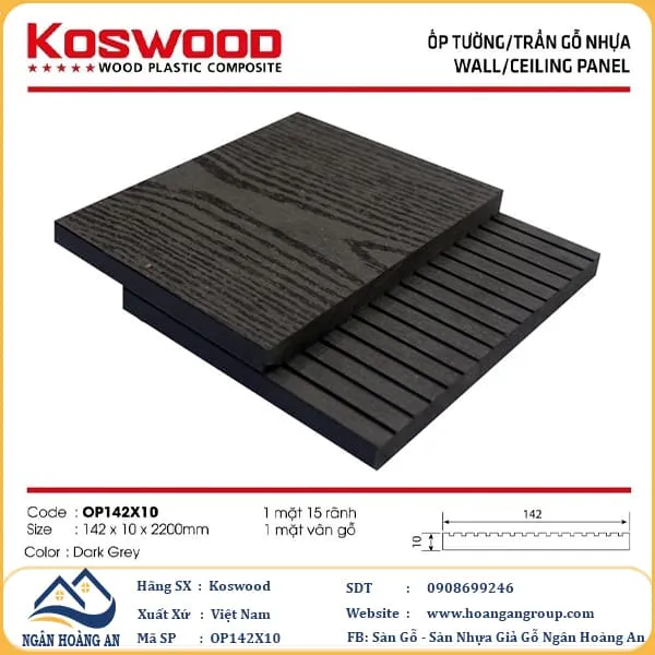 Thanh Lam Đa Năng Gỗ Nhựa Ngoài Trời Kosmos OP142X2.2M Dark Grey